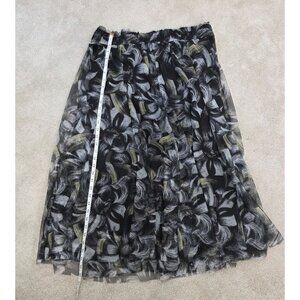 Cato Womens Black & White Floral Midi Skirt Size L